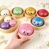 Set da 3 pezzi: 1 Baozi, 1 Coperchio e 1 Gabbia, Giocattolo Spremibile Baozi Lucido, Pallina Antistress Baozi Colorata, Giocattolo Spremibile Cibo Realistico
