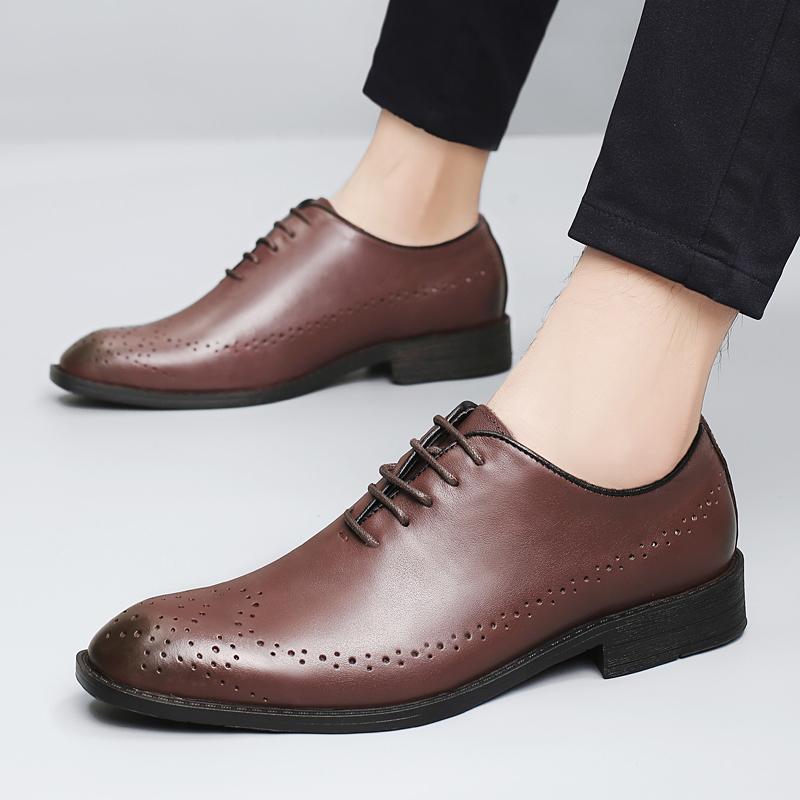 Fashion New Trend Genuine Leather Men's Brogue Shoes High Quality Mens Business Dress Shoes British Style Men Leather Dress Oxfords Shoe