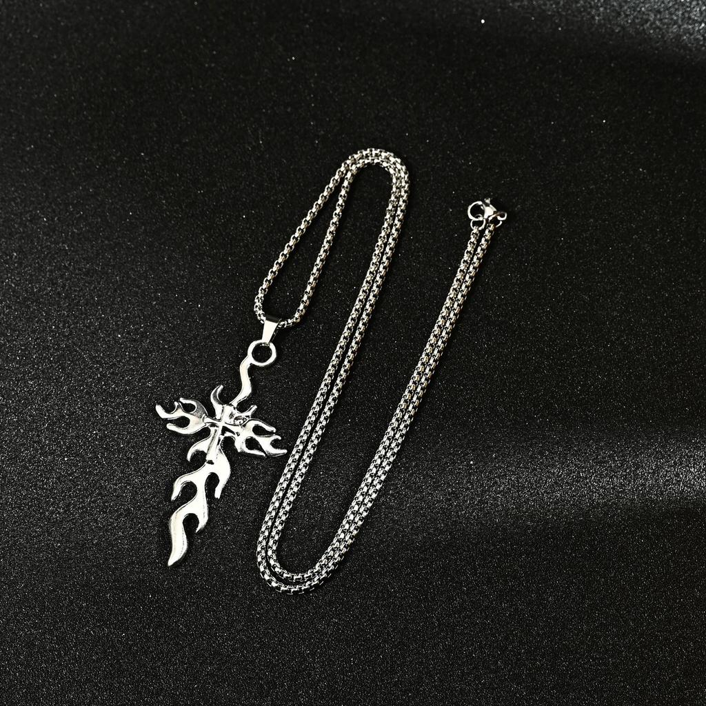 Popular hip-hop necklace does not fade men's and women's ins high-end personality chain irregular cross long simple sweater chain