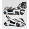 1/24 BMW I8 Supercar Alloy Car Model Diecasts Metal Toy Vehicles Sound Light Simulation Collectibles Hobbies Baby Kids Toy Gifts