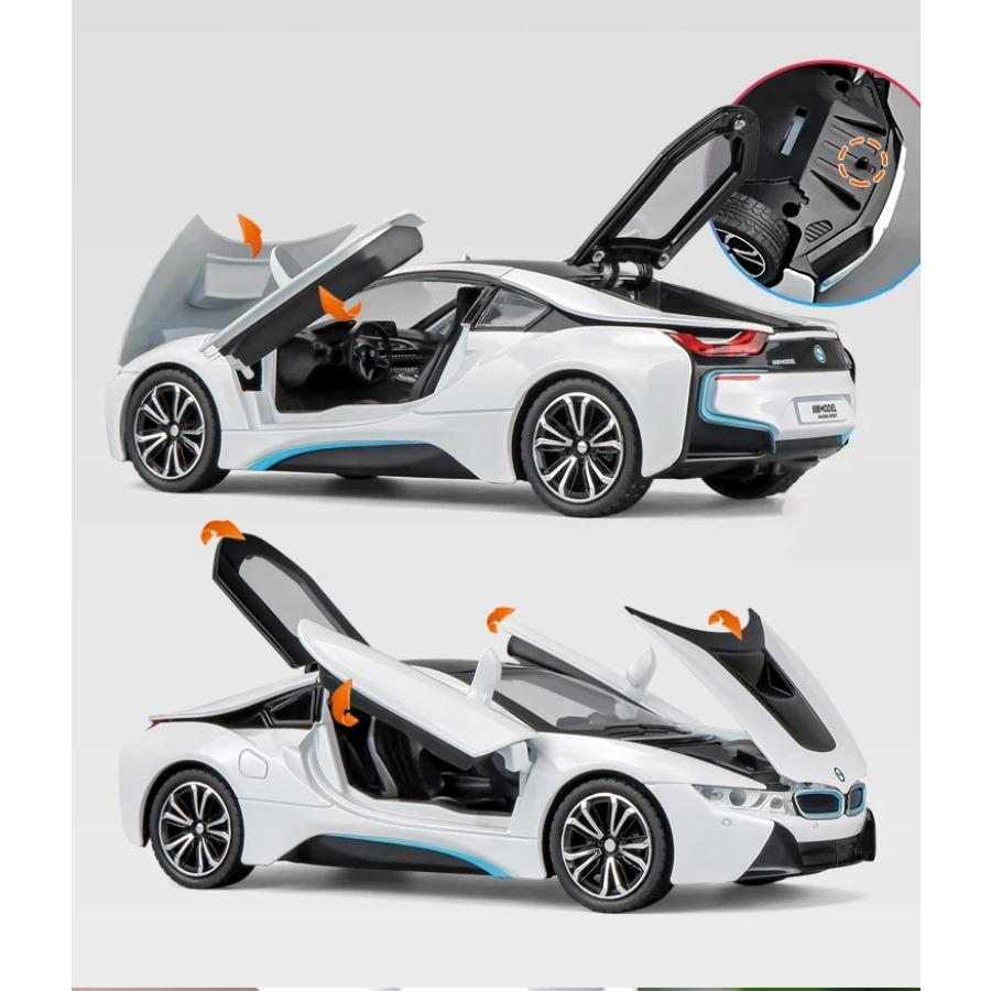 1/24 BMW I8 Supercar Alloy Car Model Diecasts Metal Toy Vehicles Sound Light Simulation Collectibles Hobbies Baby Kids Toy Gifts