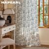 1PC NAPEARL Retro Black and White Floral Curtains with Tassel Edges and Semi Blackout Curtains for Window Kitchen Bedroom Living Room Home Decor