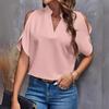 2024 European American Women's Summer Solid V-Neck Off-Shoulder Fashion Top
