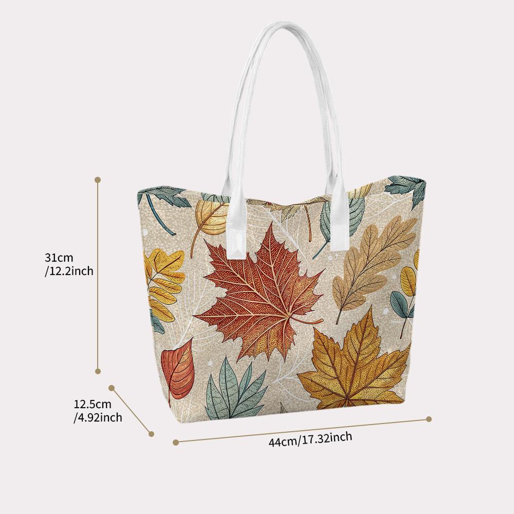 Fall Maple Leaf Print Tote Bag Casual Large Capacity Handbag for Daily Use