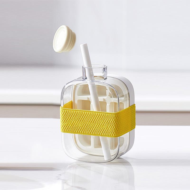 500/800ML Ice Tray Ice Cube Mold Press Ice Maker With Lid 2-in-1 Ice Cube Bottle Food Grade Ice Making Straw Dual-use Ice Kettle