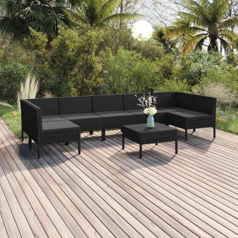 Day and Night - Day and Night Garden Furniture Set 8 Pieces and Black Synthetic Rattan Cushions