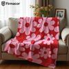 Pink Floral Block Ultra Soft Sherpa Fleece Blanket Fluffy Warm Halloween Cozy Throw for Sofa Couch Bedroom Gift All Season