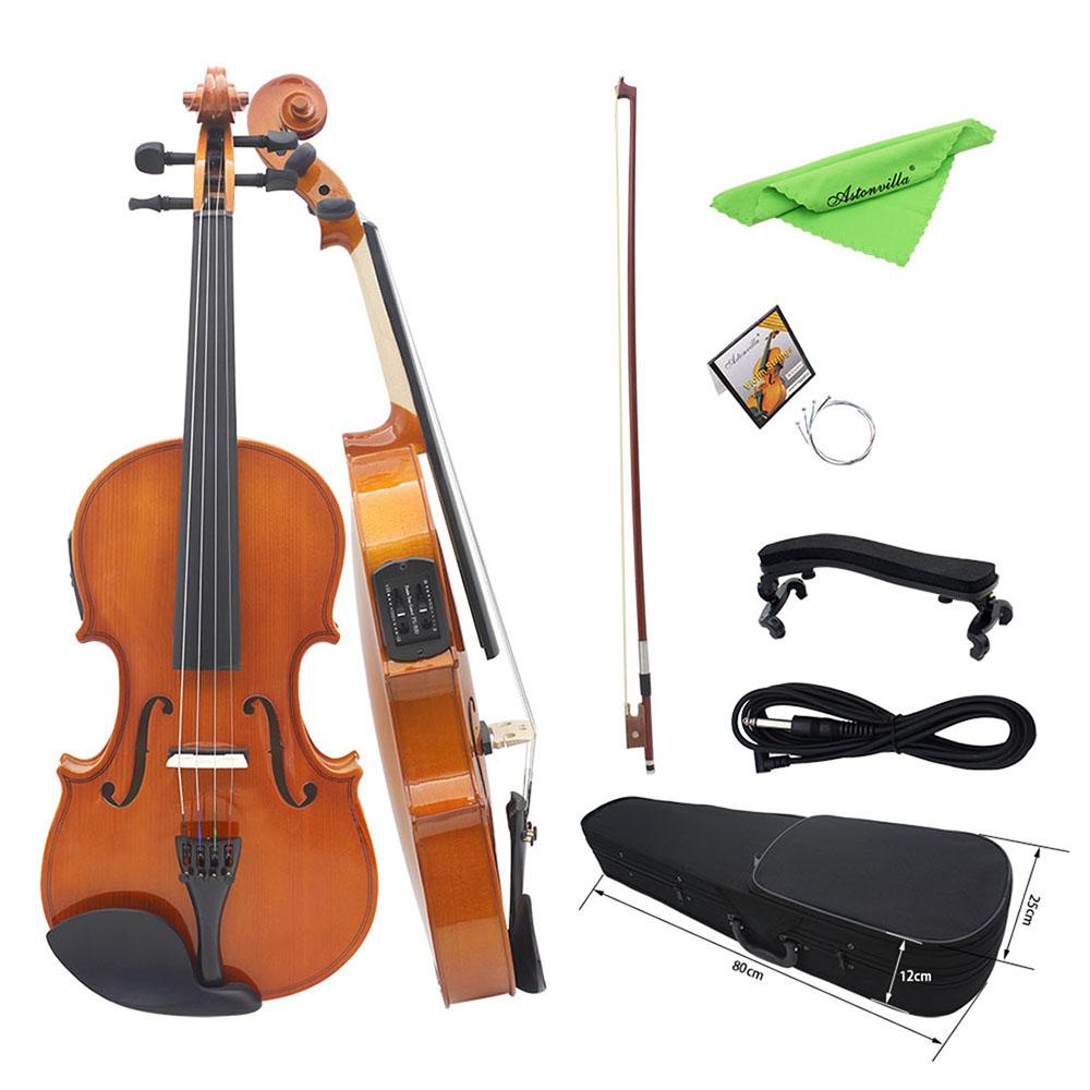 4/4 Electric Smart Violin Astonvilla  Acoustic EQ Natural Surface Maple Back Electric Violin Case Shoulder Rest Accessories