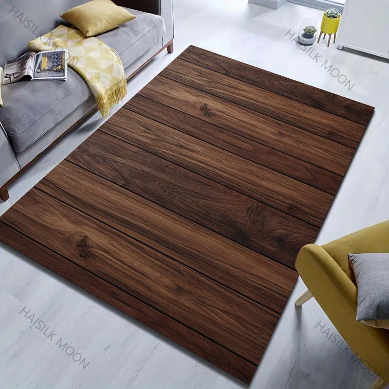 Multiple Sizes HD Wood Grain Print Carpet for Living Room Bedroom Doormat Home Decor Sofa Area Rug Non-slip Floor Mat for Gifts