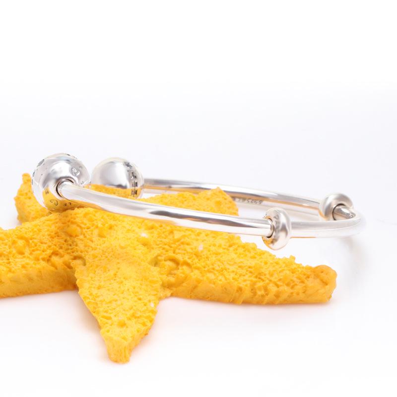 Li Jiaqi Style S925 Sterling Silver Meteor Open Bangle - Simple Fashion for Christmas