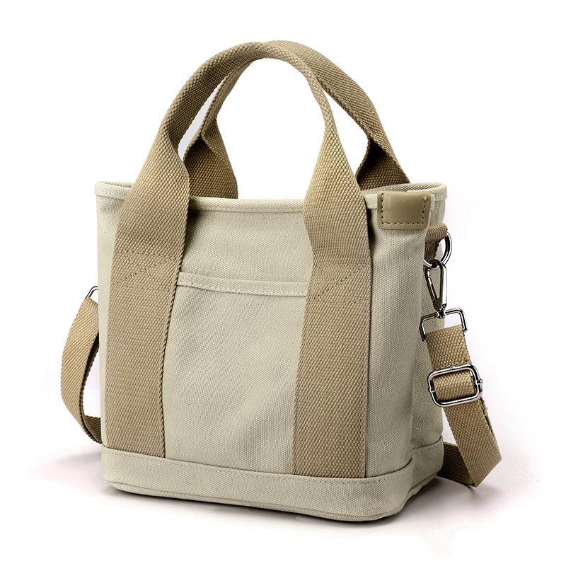 Compact Mille-Feuille Zippered Canvas Tote – Niche Single Shoulder Handbag
