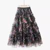 Women's Irregular Floral Half Skirt Spring and Autumn New French Style Long Skirt A-line Skirt