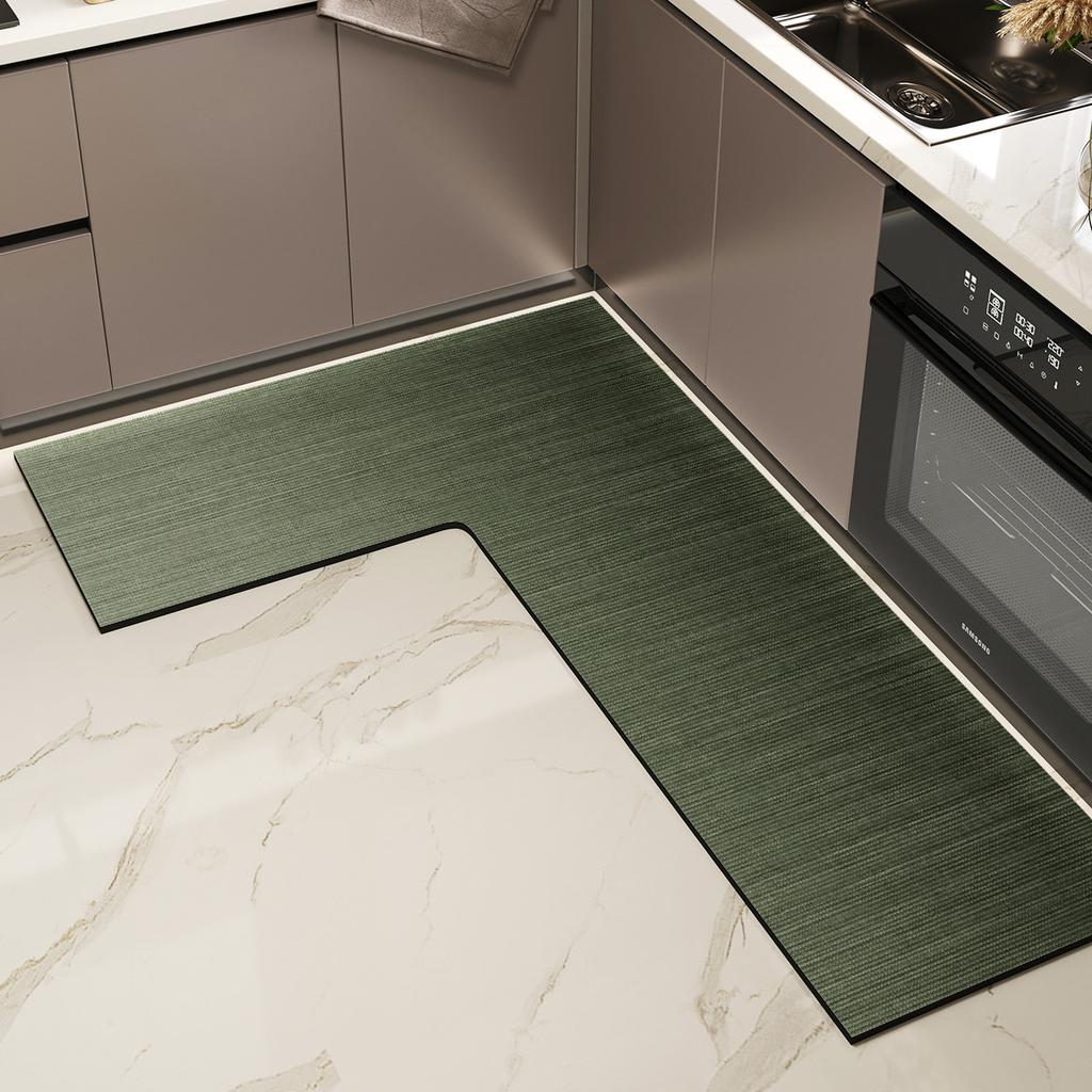 Simple And Gradual Change L-Shaped Kitchen Floor Mat, Water-Absorbing Oil-Absorbing Quick-Drying Floor Mat, Dirt-Resistant And Wear-Resistant Anti-Ski