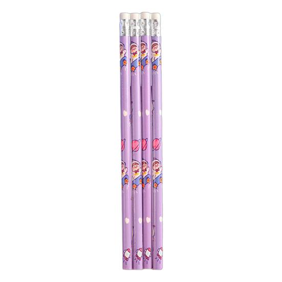 

4Pcs Astronaut Cartoon Pencils Set Portable Space Theme Pencils with Eraser Head Safe Kids Stationery Set School Office Supplies фиолетовый