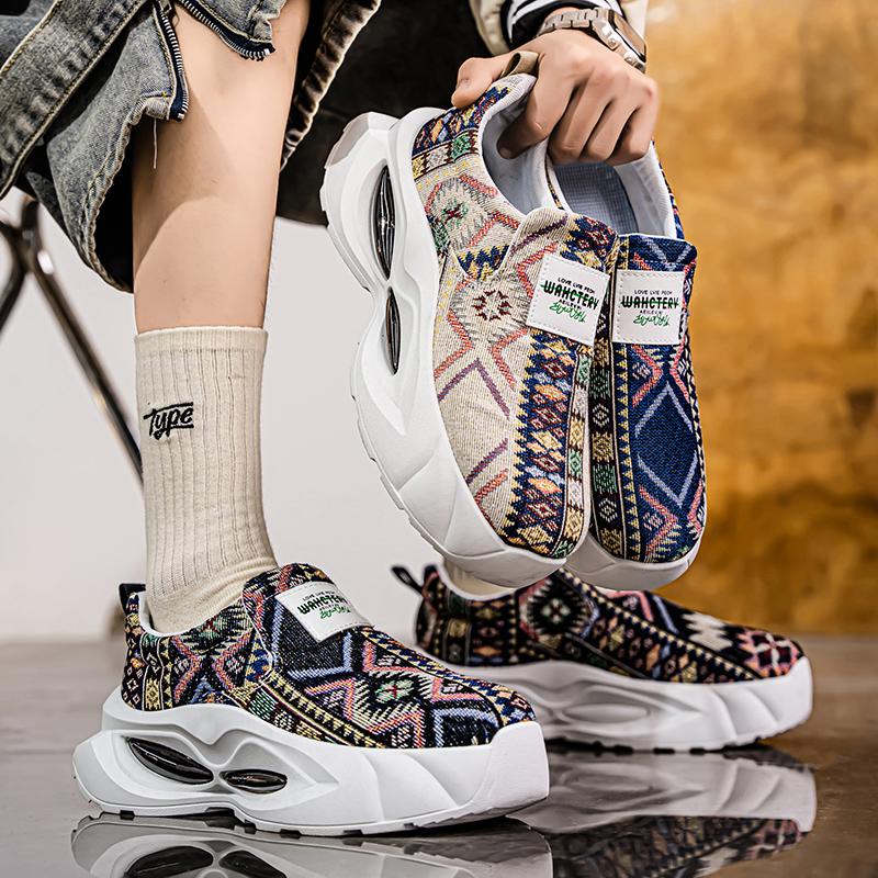 Men’s Sports Shoes Casual Street Style Platform Sneakers Students Over Sized Printed Skateboard Shoes Height Increase