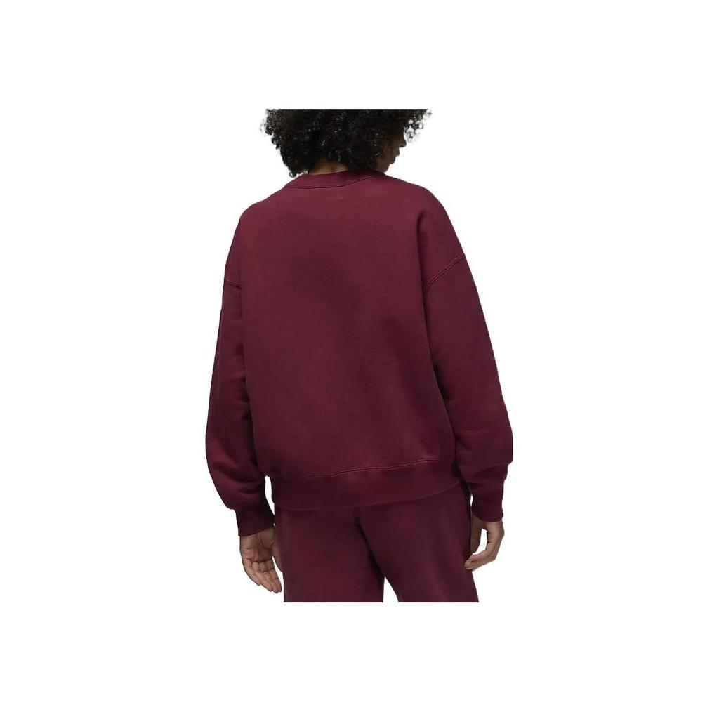 Jordan Solid Color Round Neck Pullover With Brand Logo Letter Print Long Sleeve Sweatshirt Women tops Cherry-Wood-Red DV6470-645