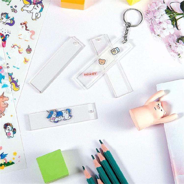 24/48 Pieces Acrylic Keyring Blanks Key Chain Rings Rectangle Acrylic Blanks