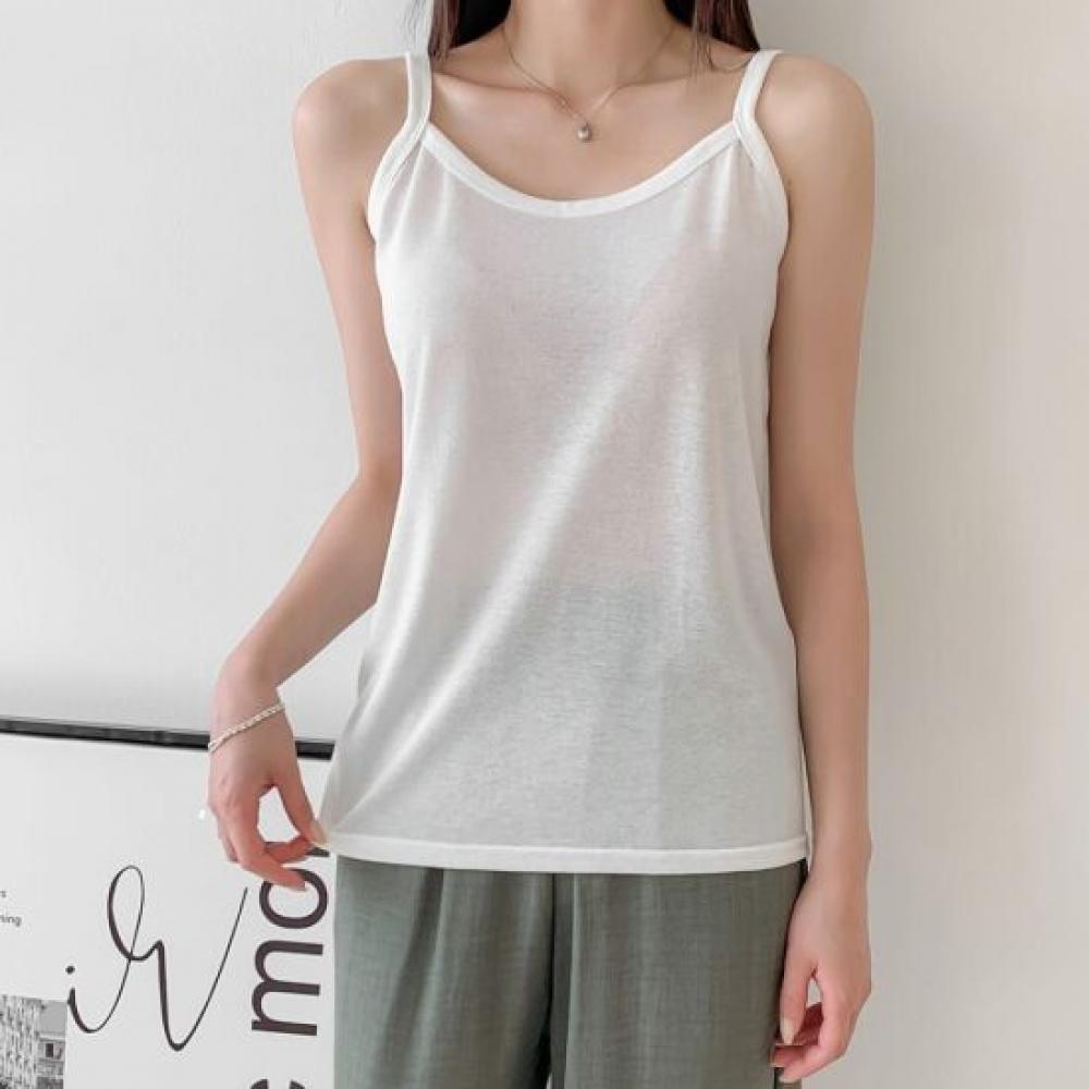 Mizqz Women Layered Linen Span Basic Cami 9color 1+1