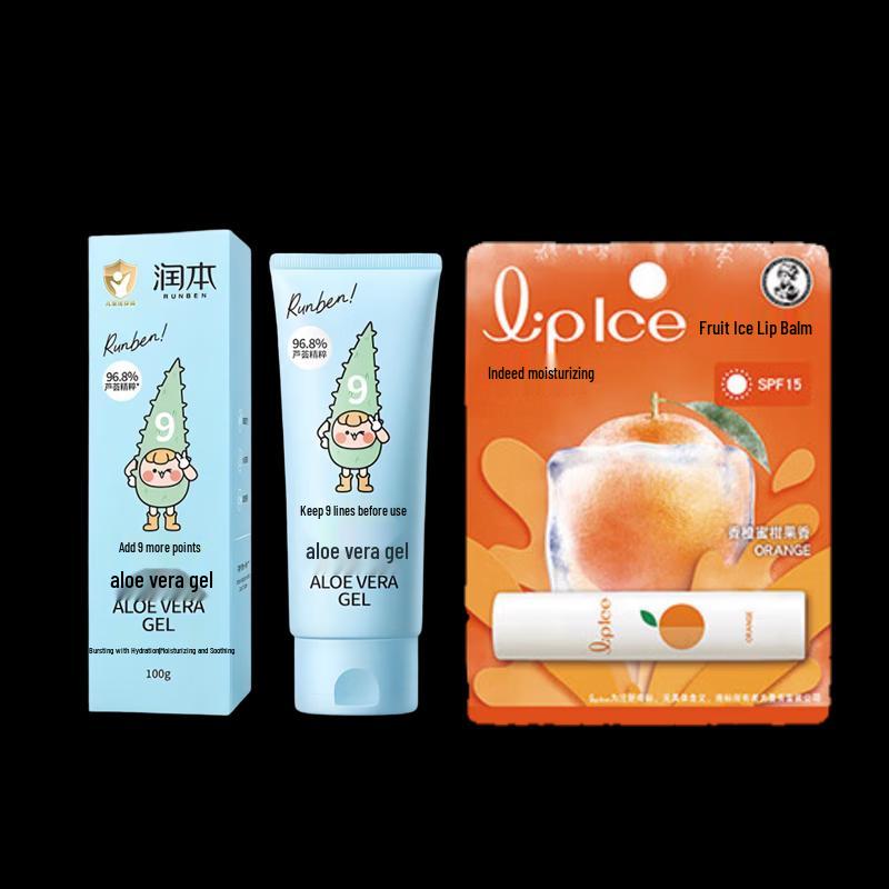 

Mentholatum Fruit Lip Balm & Runben Aloe Vera Gel Set