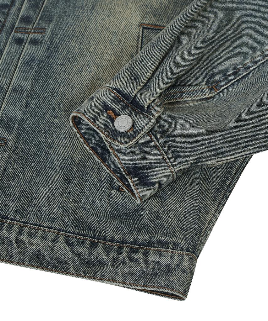 Standarderror 87-Stan120 [Newtro] Solid Washed Holder Denim Jacket Vintage Yellow