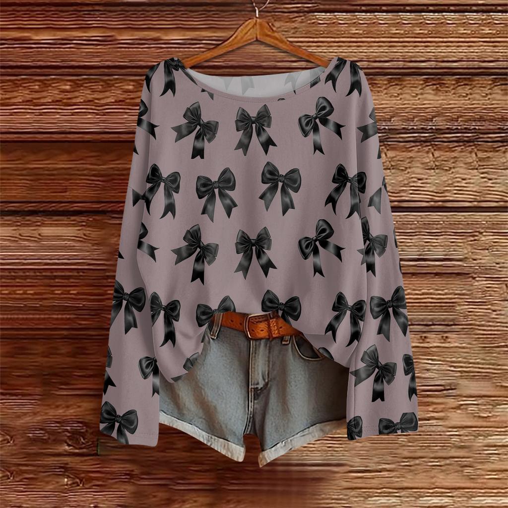 Long Sleeve Shirts For Women Printed Tees Blouses Casual Plus Size Basic Tops Pullover Casual Tunic Top Loose FitShirt