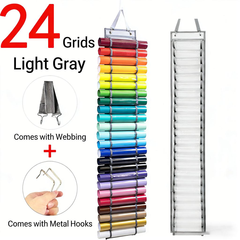 Lettering Heat Transfer Film Specific Bag, Transparent 48-Grid Fits Vinyl Roll Tubes, Hanging Storage Solution