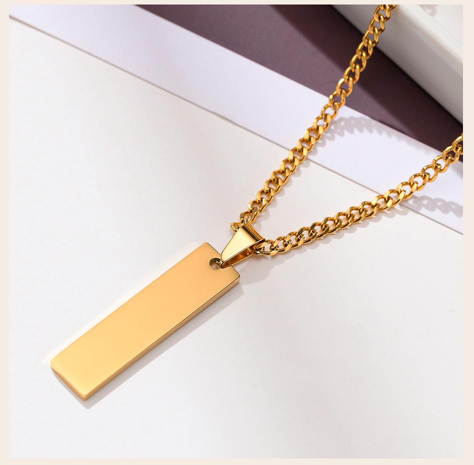 Custom Coordinate Necklace Pendant for Women, Engraved Personalized Vertical Bar Necklace,Stainless Steel Couple Jewelry
