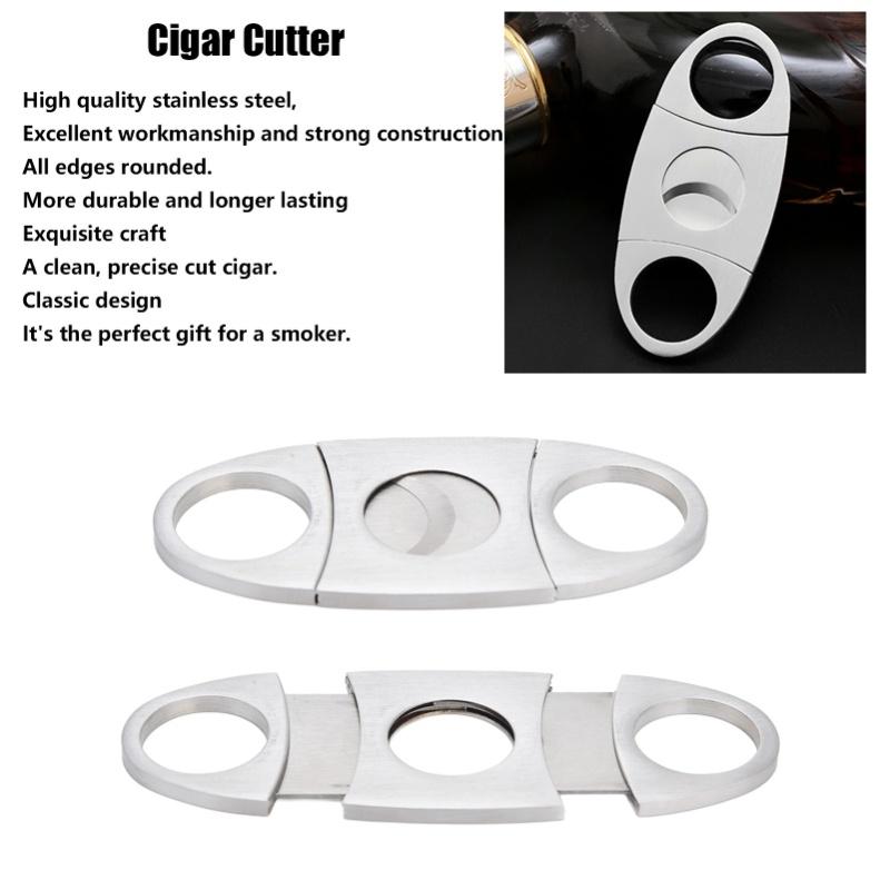 2pcs Cigar Cutter Double Cut Blade Incisive Easy To Cut Stainless Steel Cigar Guillotine For Men