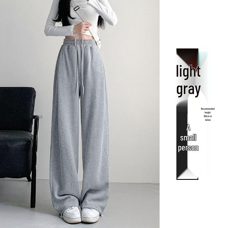 Pantaloni de trening gri cu picior lat pentru femei petite - Pantaloni jogger casual de toamnă 2024