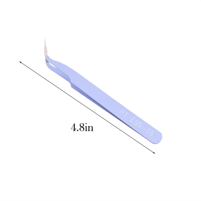 Eyelash Extensions Tweezer Stainless Steel Nail Art Nippers Pink Straight Bend Tweezer Non-slip Handle Stainless Steel Tweezer