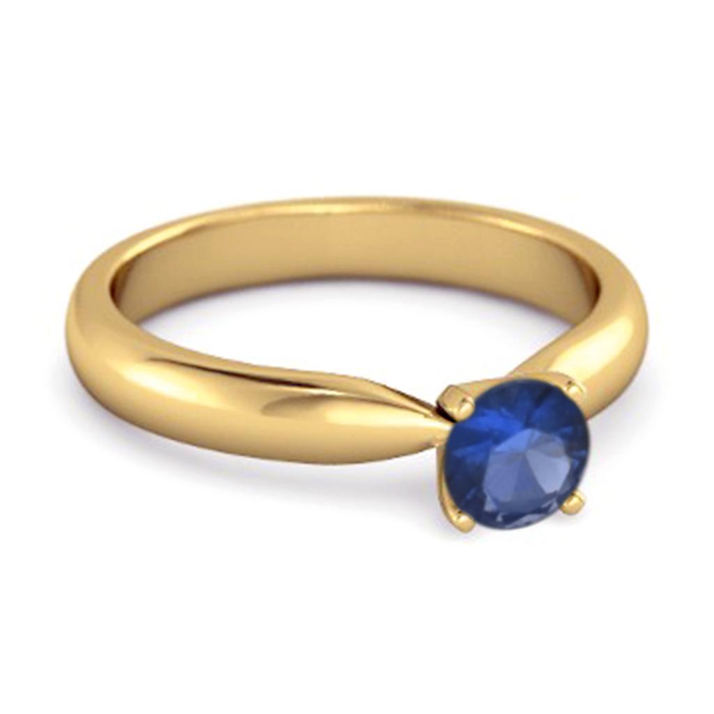 Blauer Saphir Klassischer Solitärring - 925 Sterling Silber Gold Vermeil