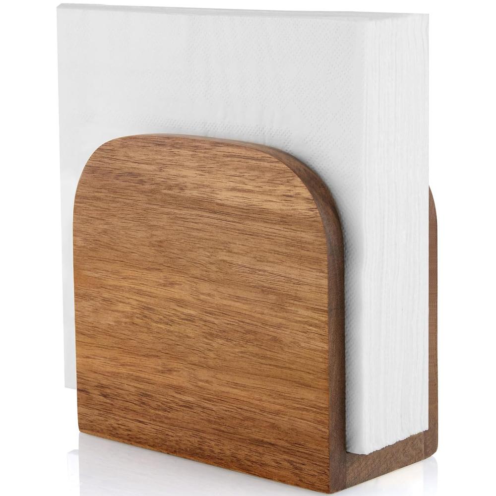 Wood Napkin Holder for Table, Wooden Upright Napkin Holders for Kitchen, Standing Napkin Dispenser for Kitchen Dining Room Party