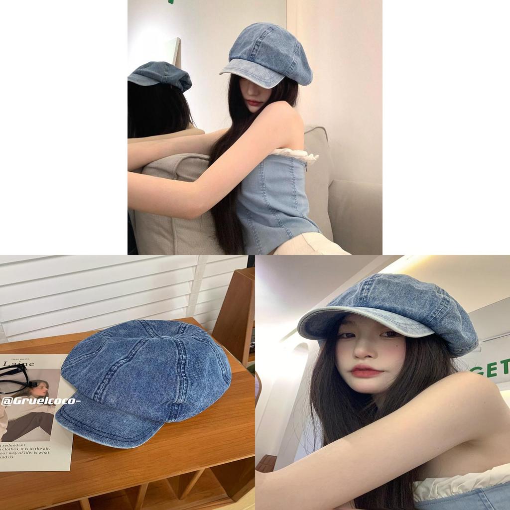 Classic Denim Beret Hat For Women With Wide Brim And Adjustable Fit For Spring And Fall