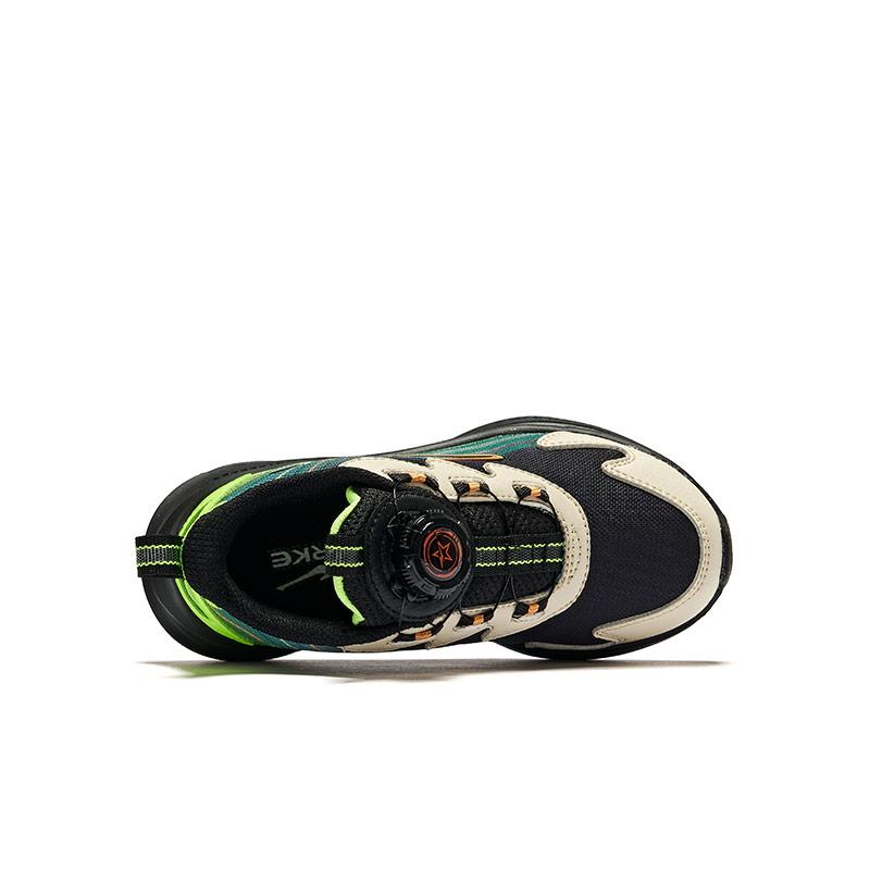 Erke Durable Thick Sole Shock Absorbing Knob Childrens Running Shoes Kids sneaker Black Fluorescent-Digital-Green 65124303059-003