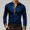2025 Herren Neue Modische Hohe Qualität Gold Muster Satin Hohe Qualität Herren Langarm Kragen Hemd Geeignet für Party Wearin