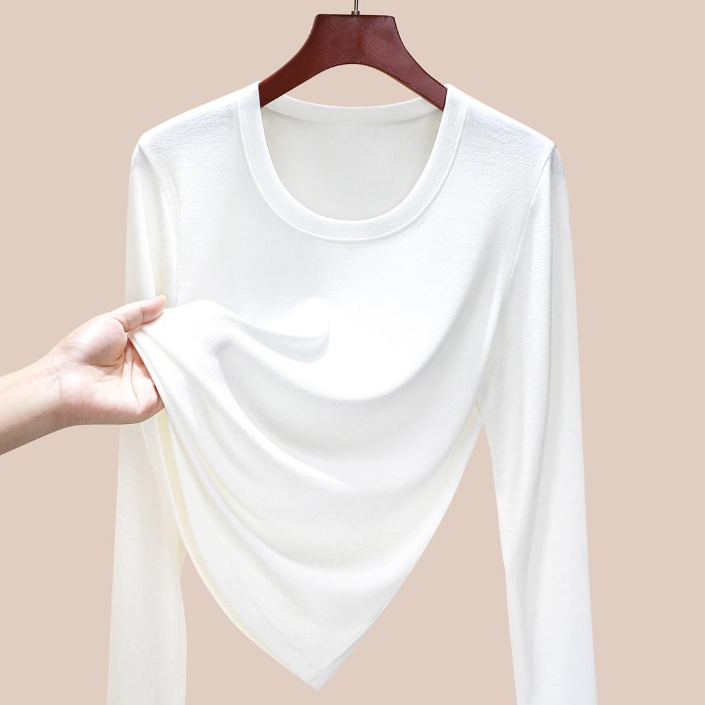 Sports Long-sleeved Women's High-elastic Slim-fitting and Thin Tencel Wool Bottoming Shirt, New In Early Autumn