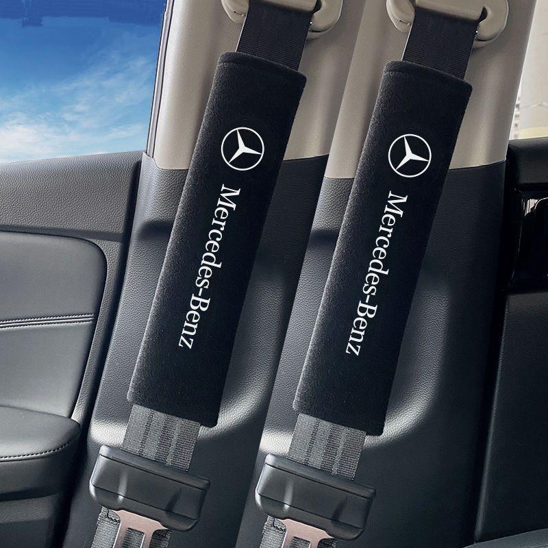 YDC4   2Pcs Car Interior Seat Belt Protector Cover Auto Accessories For Mercedes Benz AMG A C E S Class W203 W220 W206 W205 W211 C260 