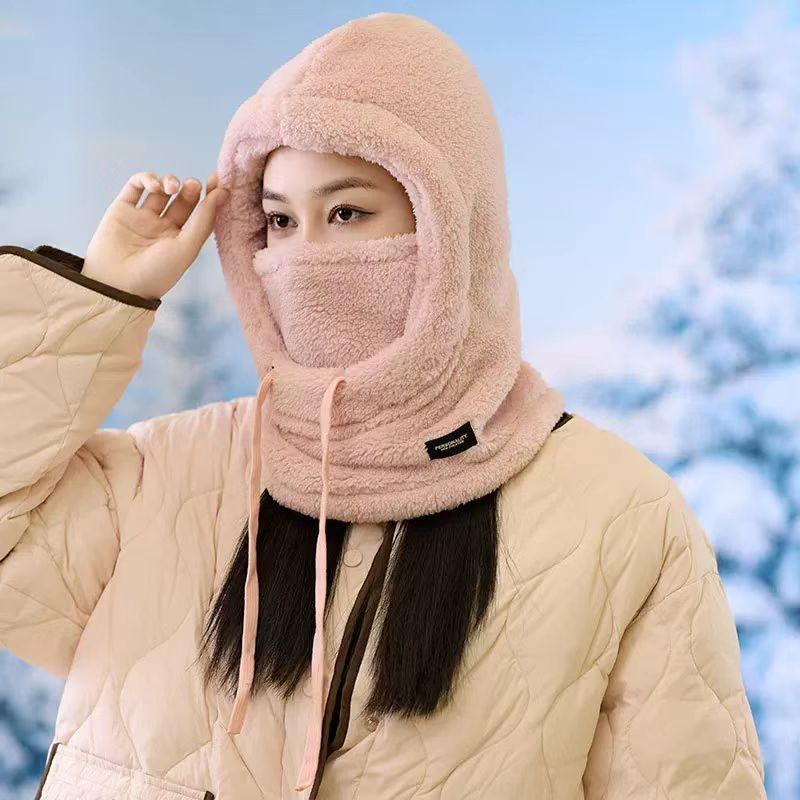 Adjustable Women Winter Fleece Balaclava Hat Warm Windproof  Beanies Caps Velvet Knitted Woolen Ski Mask Neck Face Cover Hat
