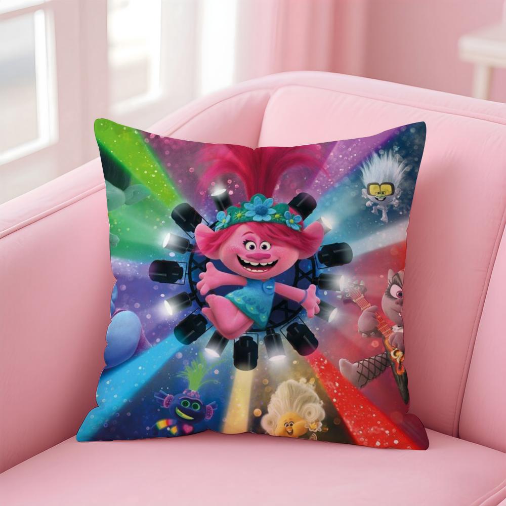 Colorful Cute American Cartoon TTrolls Cushion Cover Pillow Case Soft Skin Friendly Fabric Concealed Zipper
