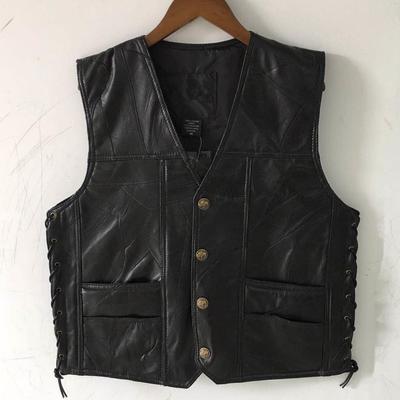 Chaleco de Cuero Clásico para Hombre para Motocicleta – Piel de Oveja Genuina, Sin Mangas, Chaqueta para Montar