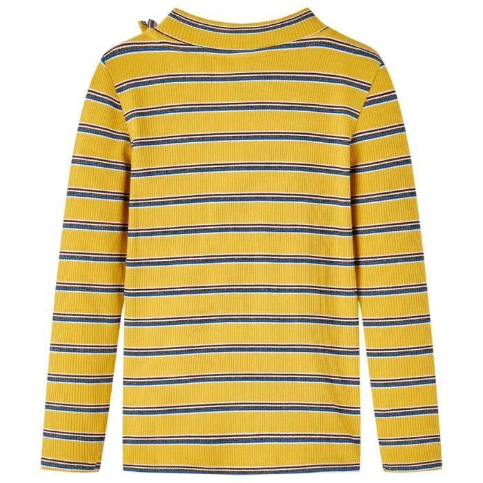 Children's Long-sleeved T-shirt with 2-color Stripes and 5 Sizes Available