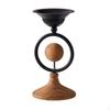 Candle Holder with Wood Base Decorative Metal Tabletop Candlestick for Centerpiece,