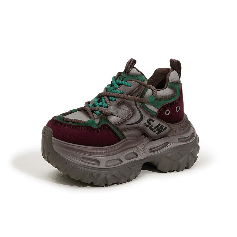

Thick soled dad shoes 2026 spring new versatile interior height increasing women s shoes retro sports and casual shoes 39 фіолетовий