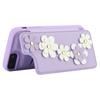 SY-001 For iPhone 16e Case Card Slots Leather Coated TPU Flower Phone Cover