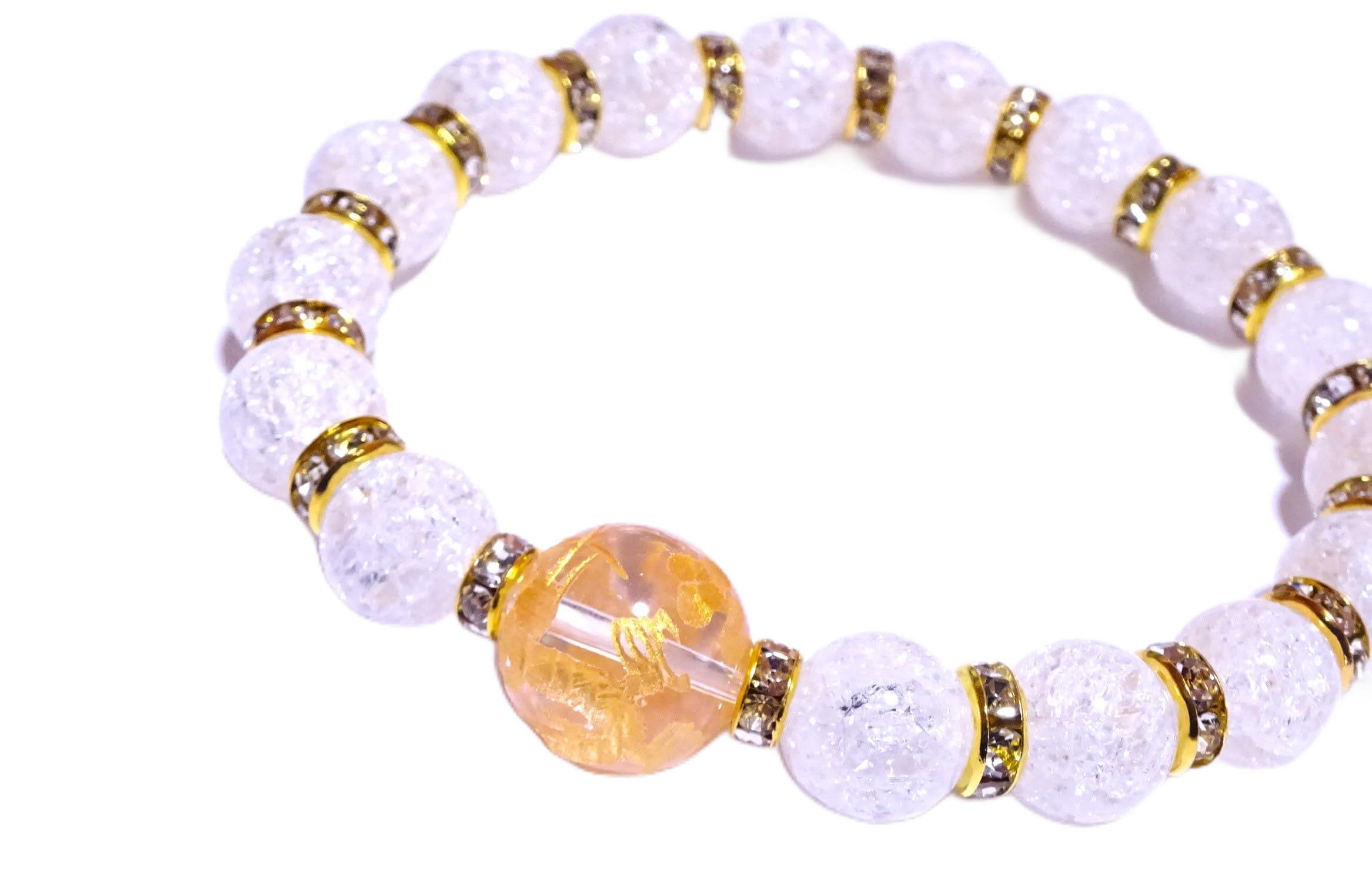 

Leaf Stone God Bracelet Amulet for Good Fortune and Financial Gold Dragon Cracked Natural 14mm x 10mm Stinging for Men and Women 16cm [Dragon - золотий