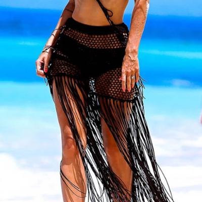 Stylish Bikini Wrap Skirt Hollow Breathable 4 Sizes Pure Elastic Beach Cover Up for Holiday