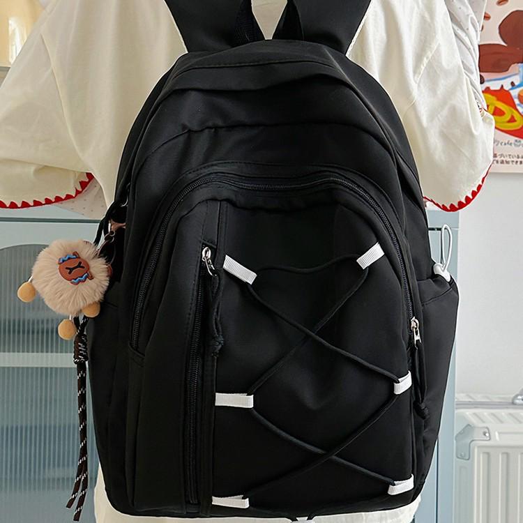 Japanese Style Color Block Drawstring Backpack: Large Capacity Sports & Travel Bag for Men and Women