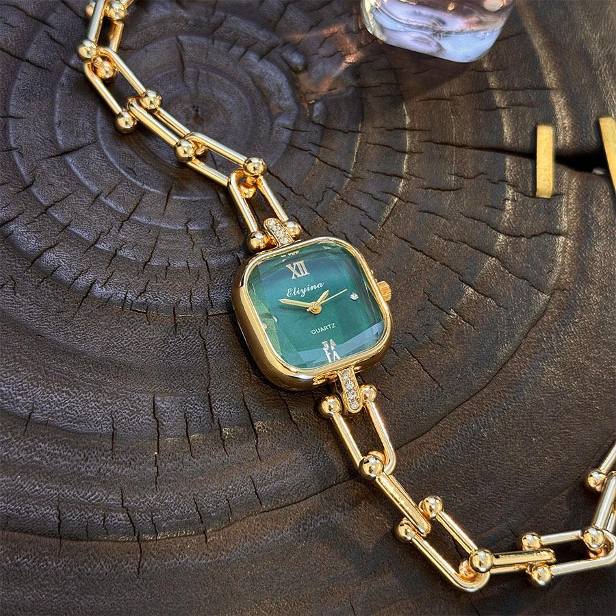 Women Quartz Watch Bracelet Hollow U-Shaped Lobster Clasp Square Wristwatch