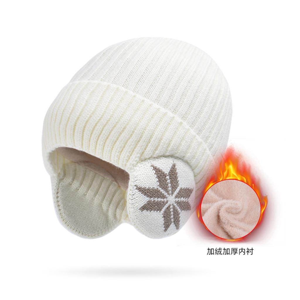 Winter warm pullover knitted wool hat, men's and women's fleece-lined thickened hat, outdoor cycling earmuff hat