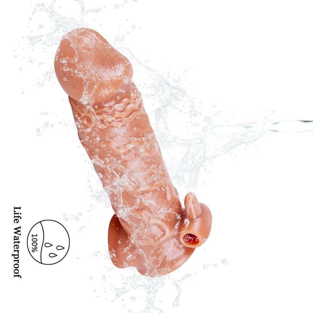 Reusable Condom Penis Extension Sleeve Delay Ejaculation Cock Cover Penis Extender Vibrator Sex Toys For Men Adults Products